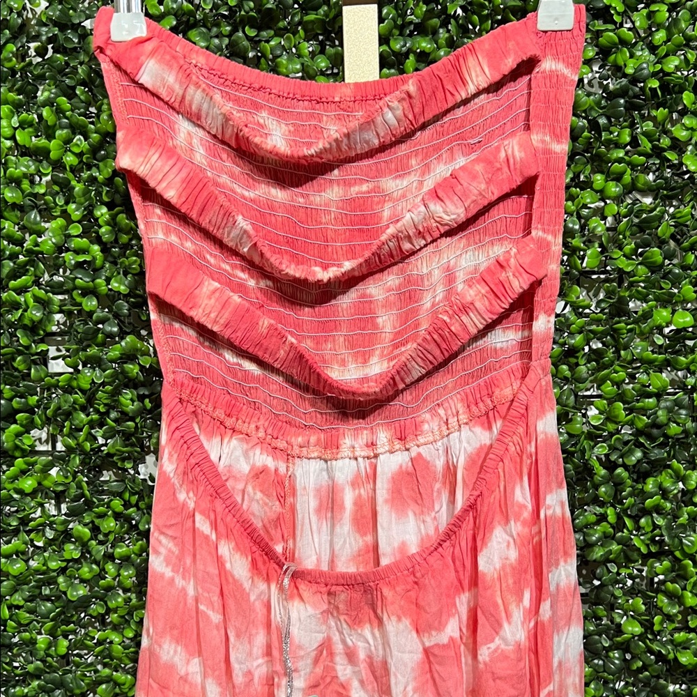 TIARE HAWAII RT: $145 Seaside Maxi Dress in Tie Dye Stripe Coral OS - Picture 6 of 7